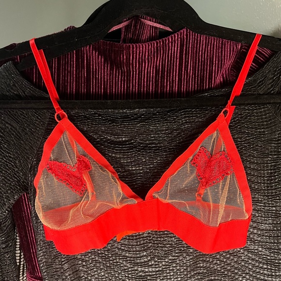 For Love And Lemons Skivvies Be Mine Red Heart Bralette - Picture 6 of 8